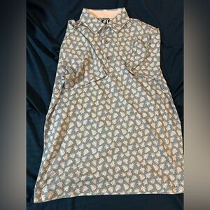 Footjoy gray and pink palm leaves polo